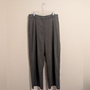 Reitmans Pinstripe Wide Leg Trousers 16 Tall Long Grey Office Work Career Pant